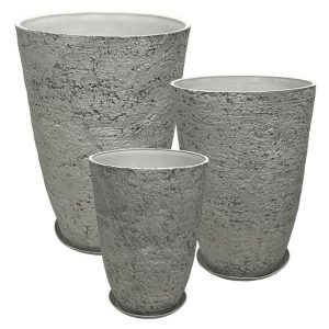 Set of 6 stone-polyresin planter 06-10002