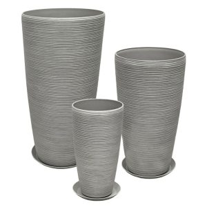 Set of 6 stone-polyresin planter 06-10006