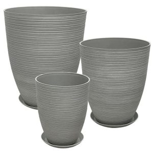 Set of 6 stone-polyresin planter 06-10007