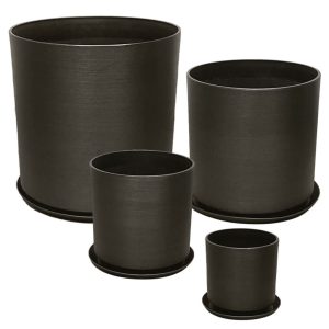 Set of 8 stone-polyresin planter 06-10009