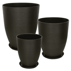 Set of 6 stone-polyresin planter 06-10010